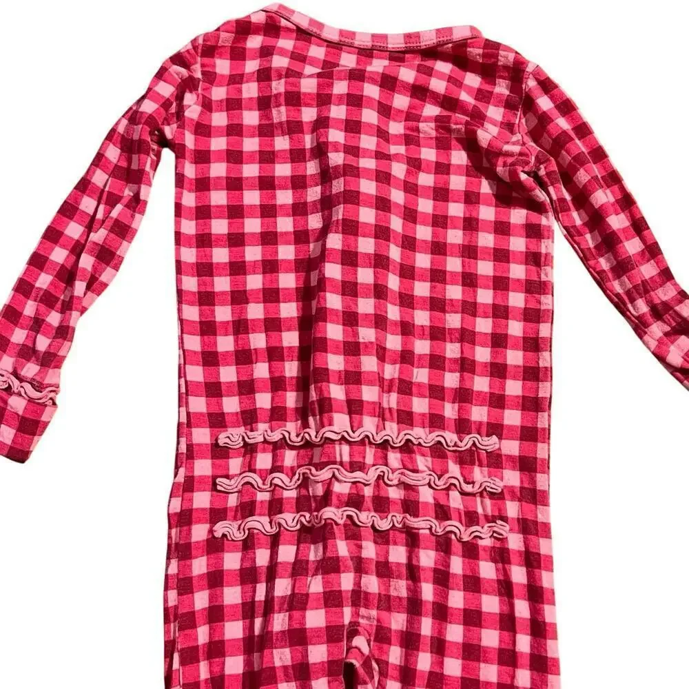 Kickee Pants Girls Pajama Outfit Size 3T Ruffle Zip PJ Lounge Footie Bamboo